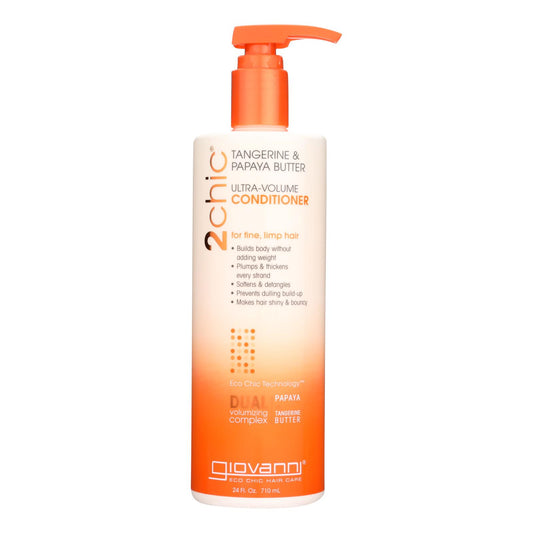 Acondicionador 2chic de Giovanni Hair Care Products - Mantequilla de mandarina y papaya ultravolumen - 24 onzas líquidas