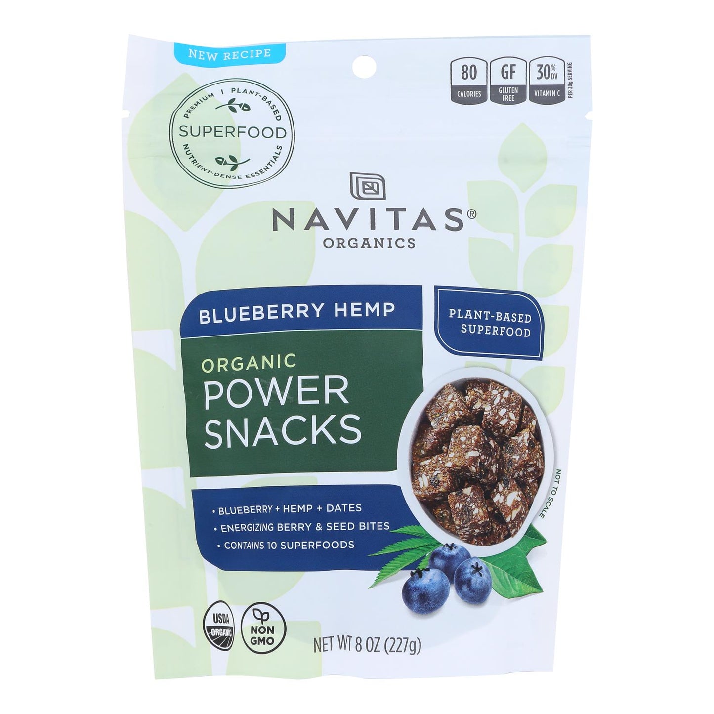 Navitas Naturals 零食 - 有机 - 能量 - 蓝莓大麻 - 不含麸质 - 8 盎司 - 12 盒