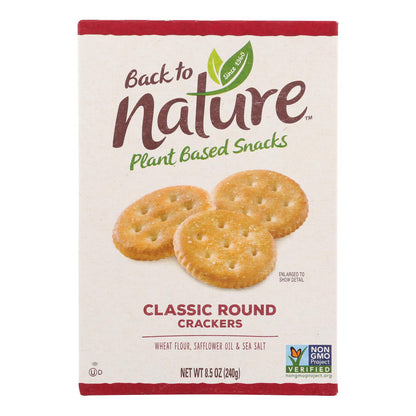 Galletas clásicas redondas Back To Nature - Aceite de cártamo y sal marina - Caja de 6 - 8.5 oz.