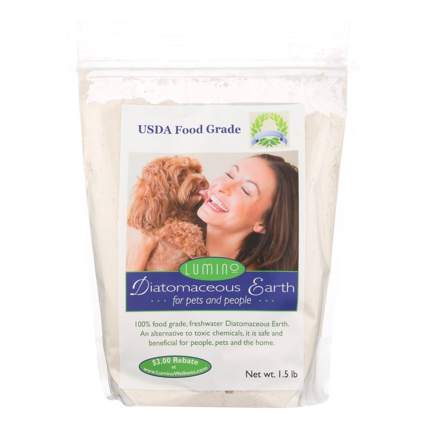 Lumino Home Diatomaceous Earth - Food Grade - Pets And People - 1.5 Lb