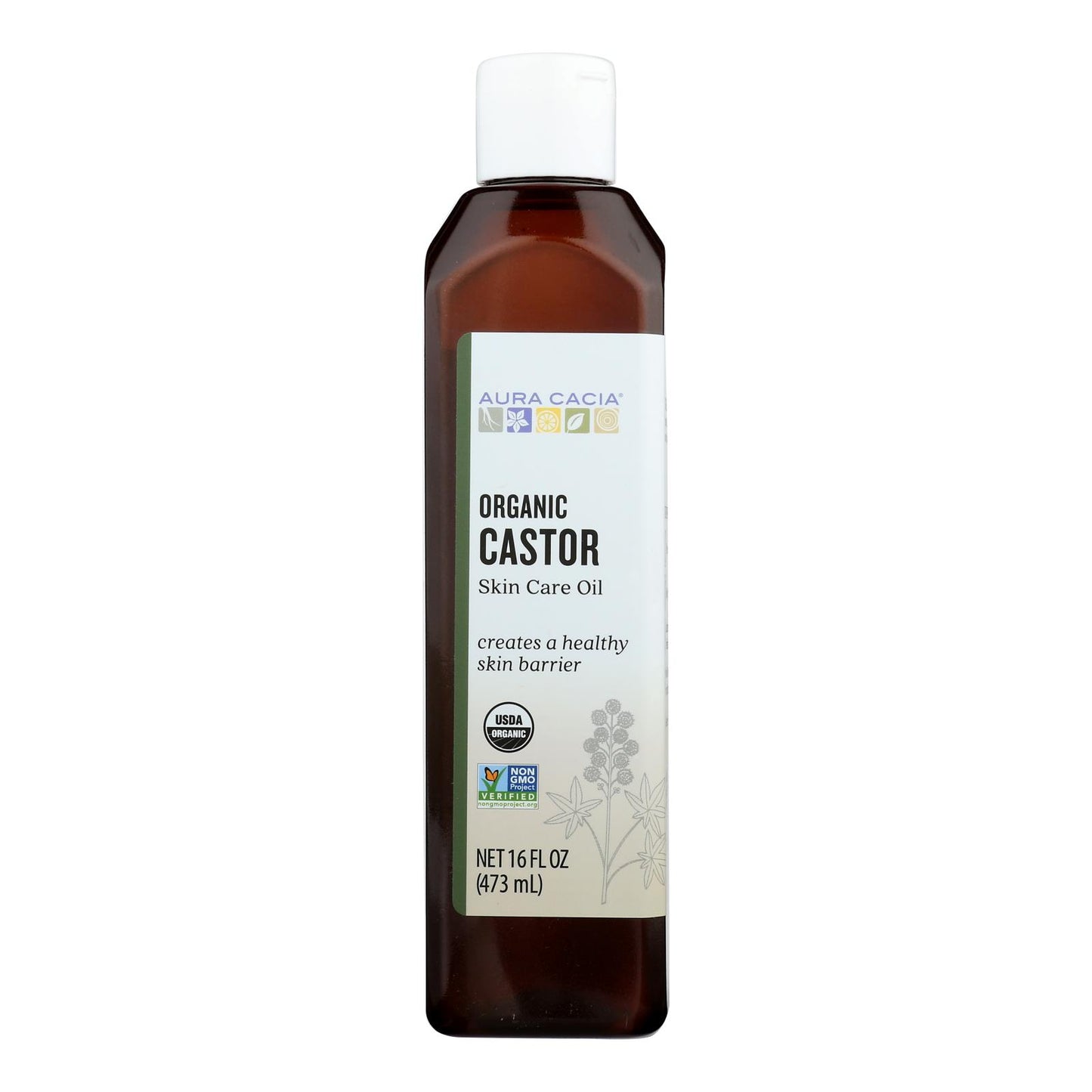 Aura Cacia - Aceite para el cuidado de la piel - Aceite de ricino orgánico - 16 fl oz