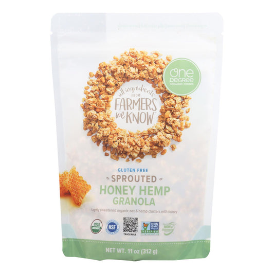 Granola de avena y cáñamo germinada de One Degree Organic Foods - Miel - Caja de 6 - 11 oz.