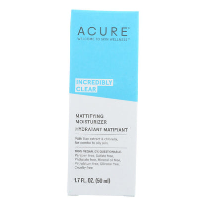 Acure - Oil Control Facial Moisturizer - Lilac Extract And Chlorella - 1.75 Fl Oz.