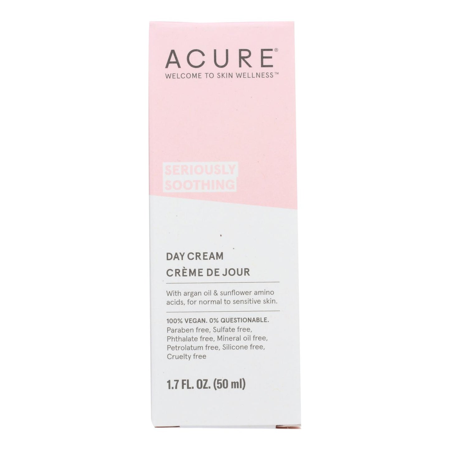 Acure Sensitive Facial Cream - Argan Oil And Sunflower Amino Acids - 1.75 Fl Oz.