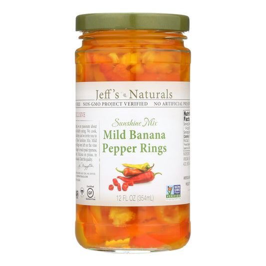 Jeff's Natural Banana Pepper - Mild - Sliced - Case Of 6 - 12 Fl Oz