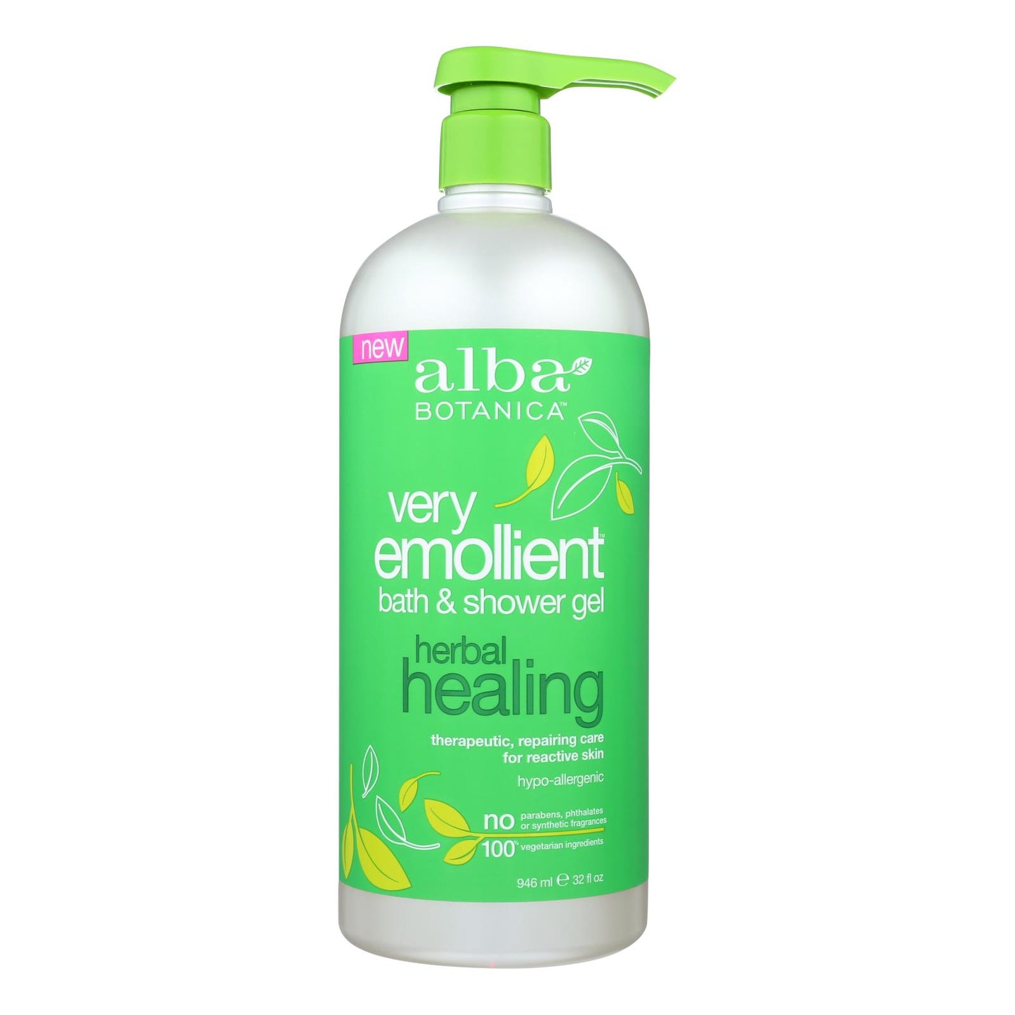 Alba Botanica - Gel de baño y ducha muy emoliente - Curación a base de hierbas - 32 onzas líquidas