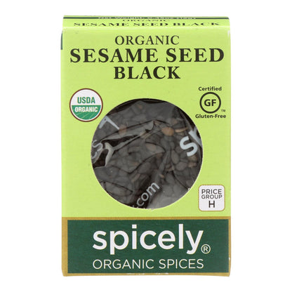 Spicely Organics - Semilla de sésamo orgánica - Negra - Caja de 6 - 0,45 oz.
