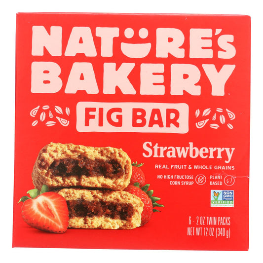 Barra de higos y trigo integral molido con piedra de Nature's Bakery, fresa, caja de 6, 2 oz.