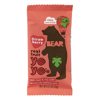 Yoyos de fruta real Bear - Fresa - Caja de 6 - 3,5 oz.