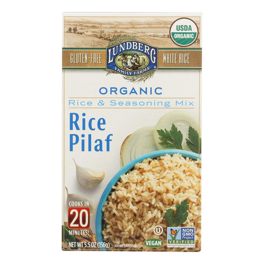 Lundberg Family Farms - Mezcla de arroz y condimentos - Pilaf de arroz blanco - Caja de 6 - 5,50 oz.