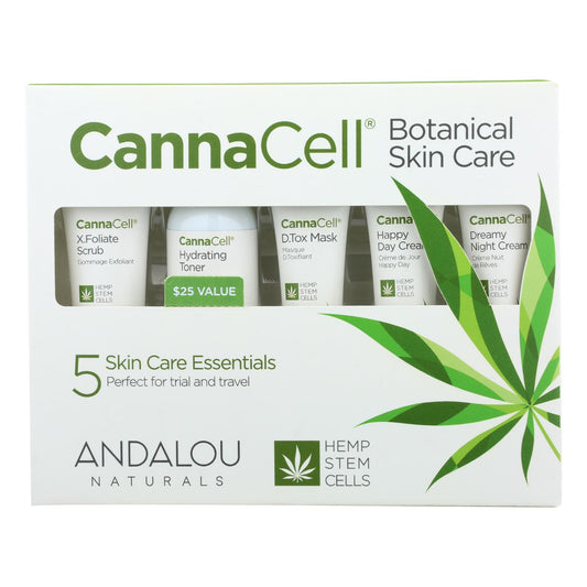 Andalou Naturals - Kit de cuidado de la piel botánico Cannacell - 5 unidades